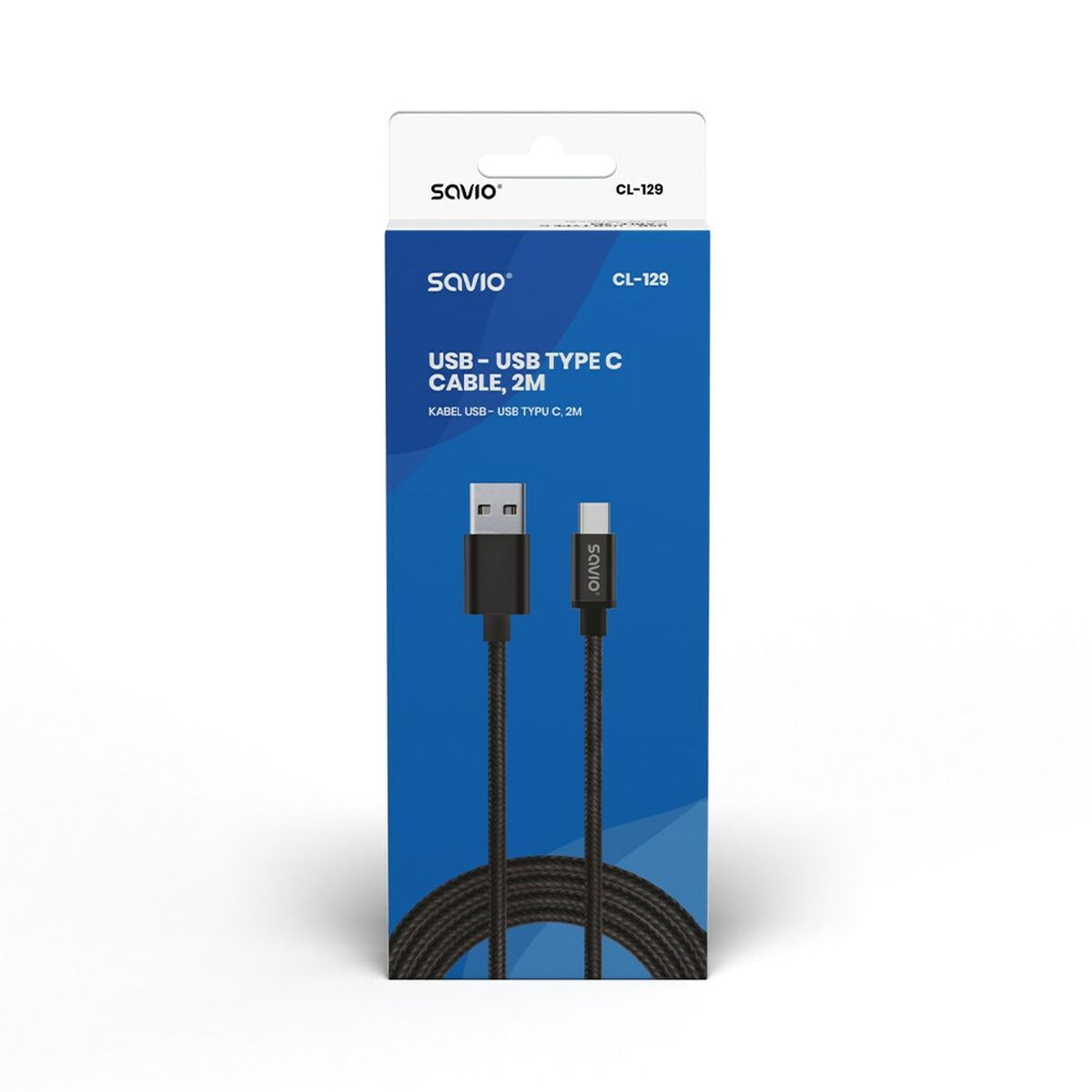 Кабель USB A - USB C Savio CL-129 Чорний 2 m-4