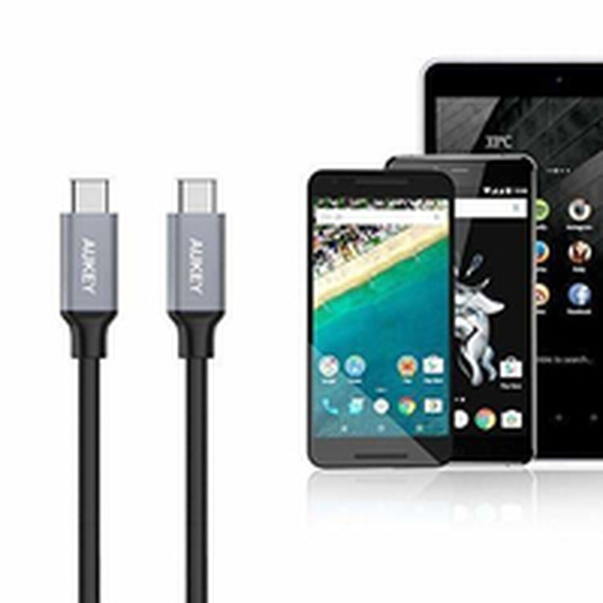 Кабель USB C Aukey CB-CD5 Чёрный Черный/Серый 1 m-6