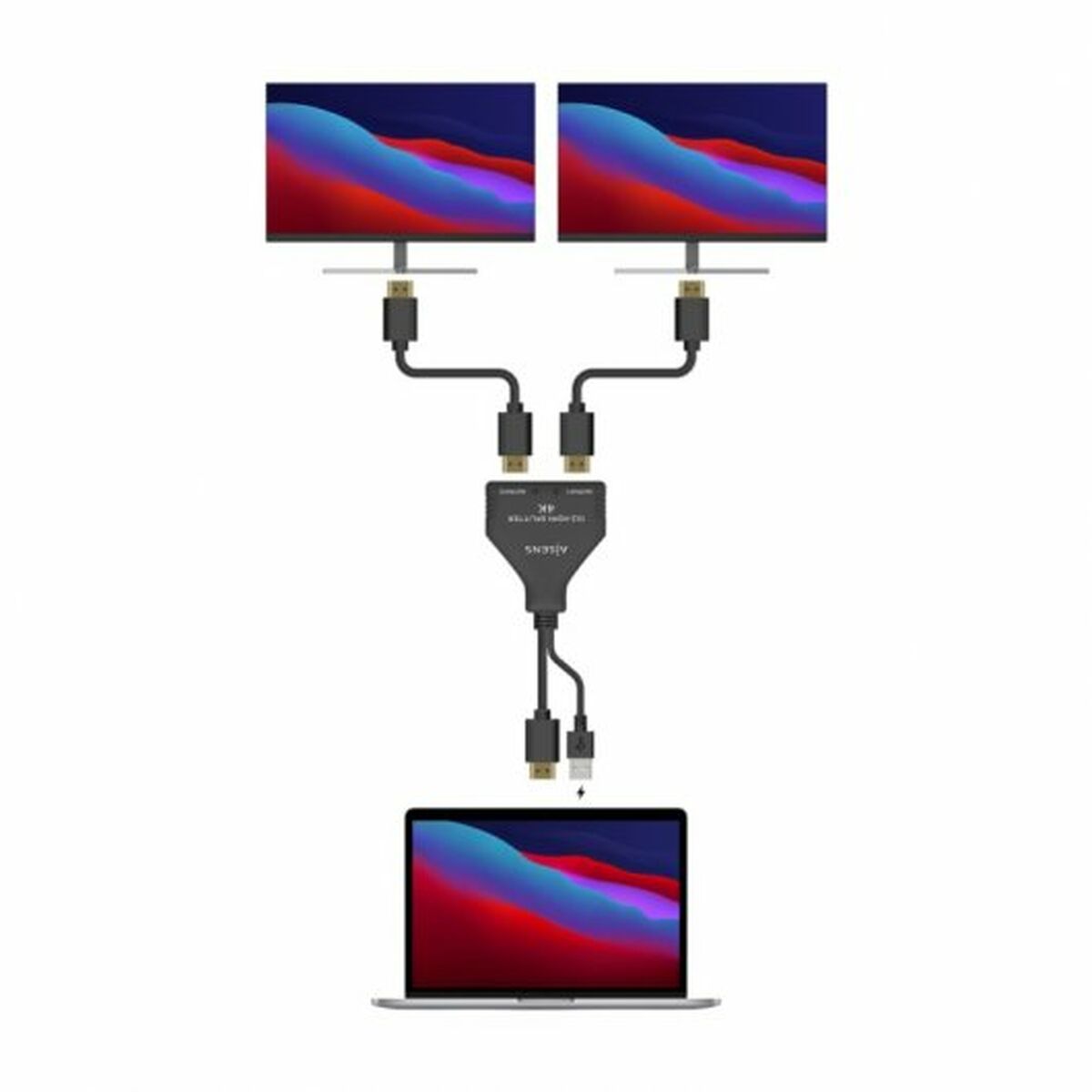 Электрический адаптер Aisens A123-0654 HDMI HDCP HDMI x 2-3