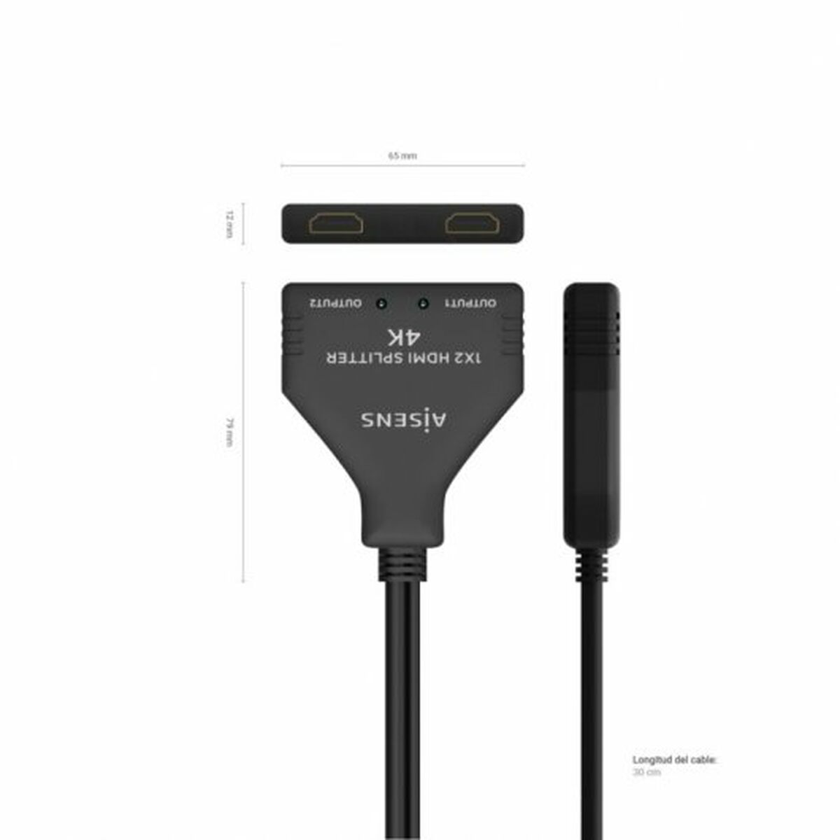 Электрический адаптер Aisens A123-0654 HDMI HDCP HDMI x 2-4