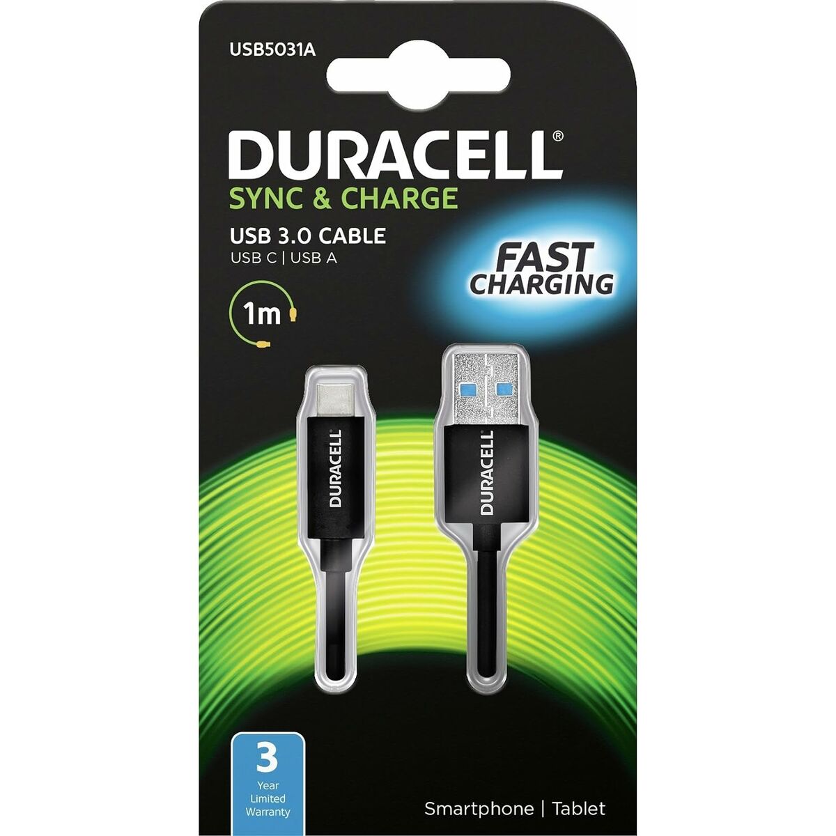 USB-кабель DURACELL USB5031A 1 m Чёрный-3