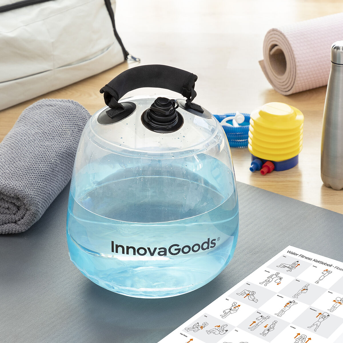 Водяная гиря для фитнес-тренировок с руководством по упражнениям Fibell InnovaGoods-2