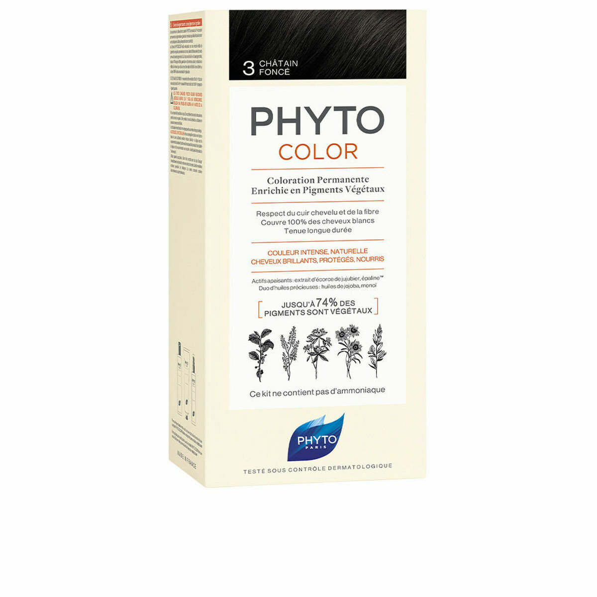 Tinta permanente PHYTO PhytoColor 3-castanho oscuro Sem amônia