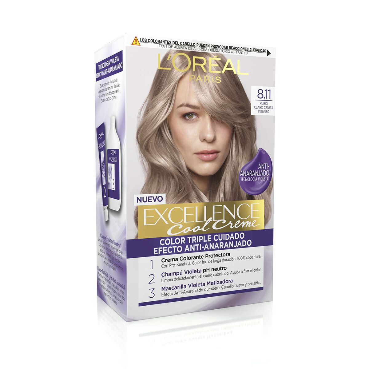 Перманентный крем-краска L'Oreal Make Up Excellence 8,11 Светлый золотисто-пепельный 192 ml-4