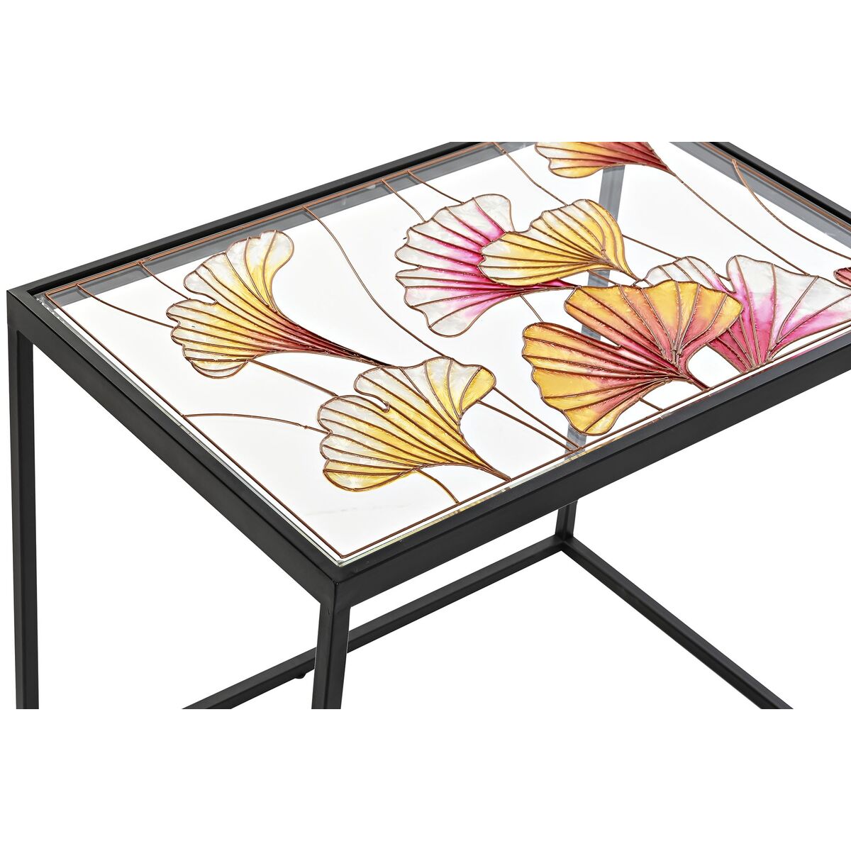 Three-table set DKD Home Decor Yellow Black Pink Gilded 60 x 40 x 50 cm-3