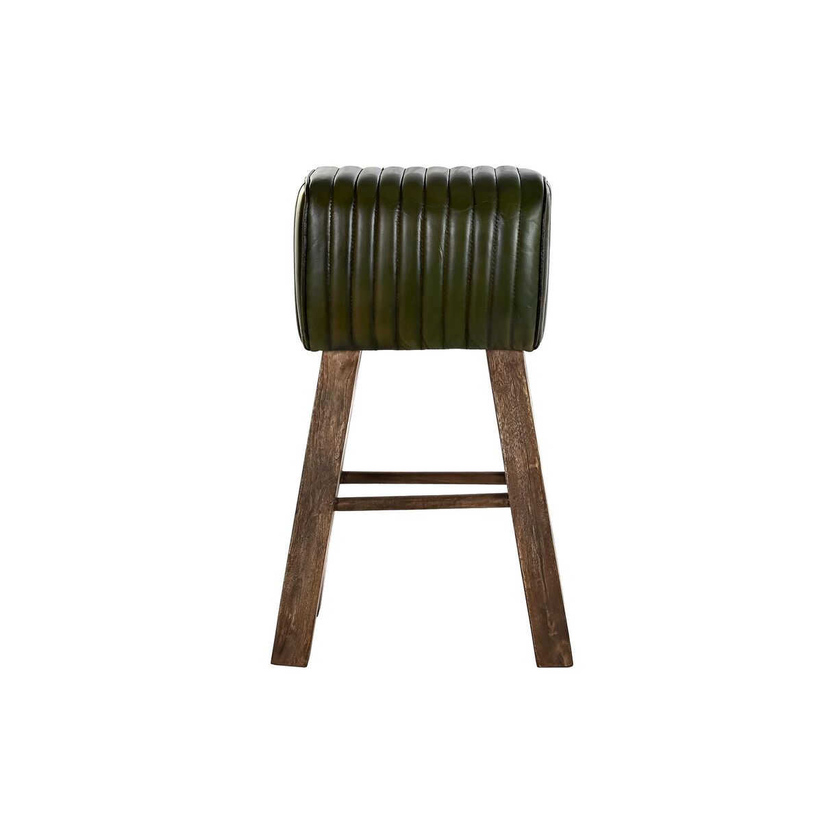 Stool DKD Home Decor Wooden Brown Leather Green (41 x 30 x 79 cm)-2