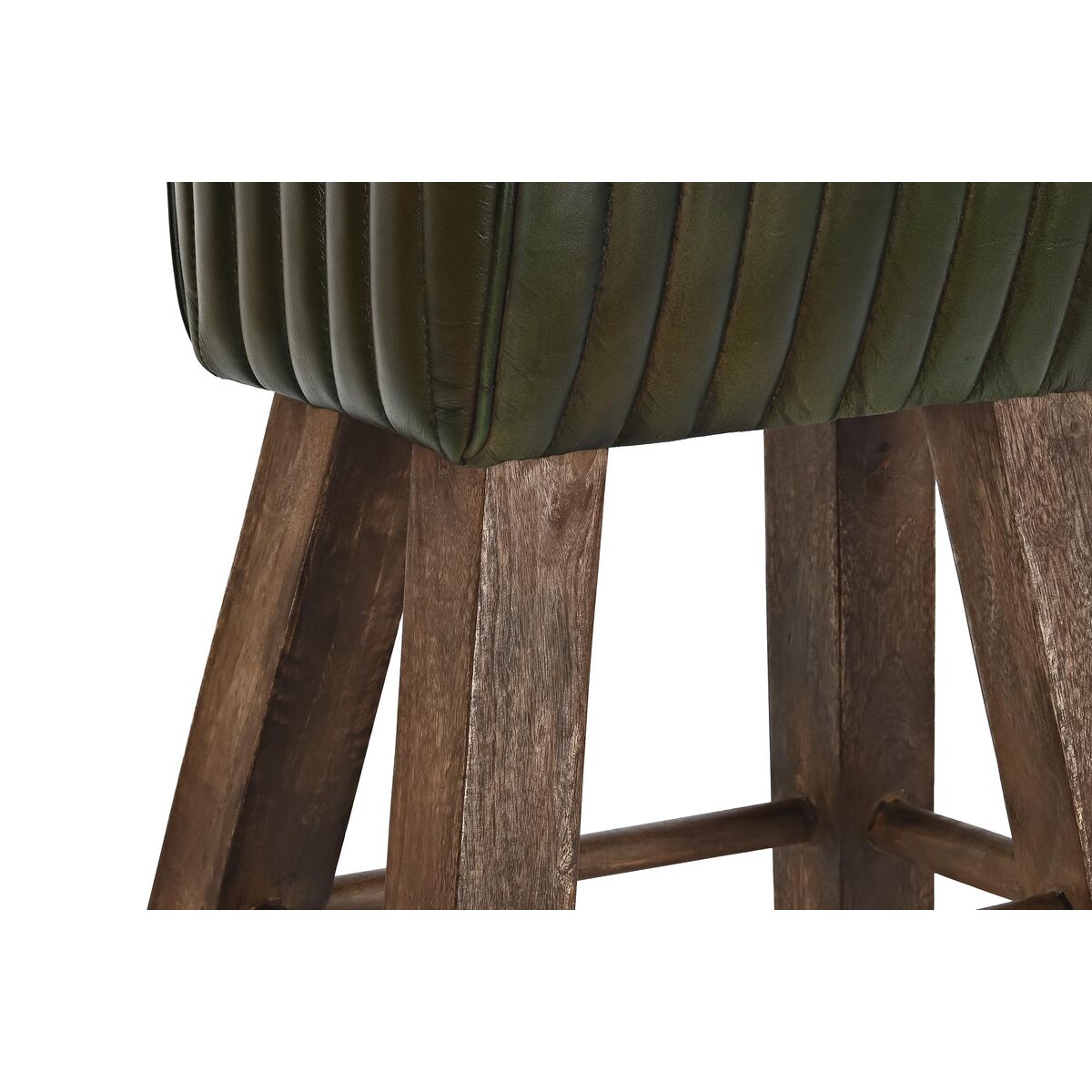 Stool DKD Home Decor Wooden Brown Leather Green (41 x 30 x 79 cm)-3