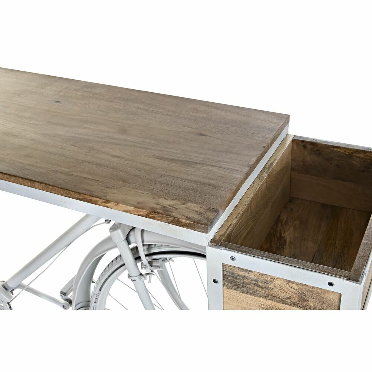 Stand DKD Home Decor White Brown Iron Mango Wood 195 x 40 x 91 cm-2