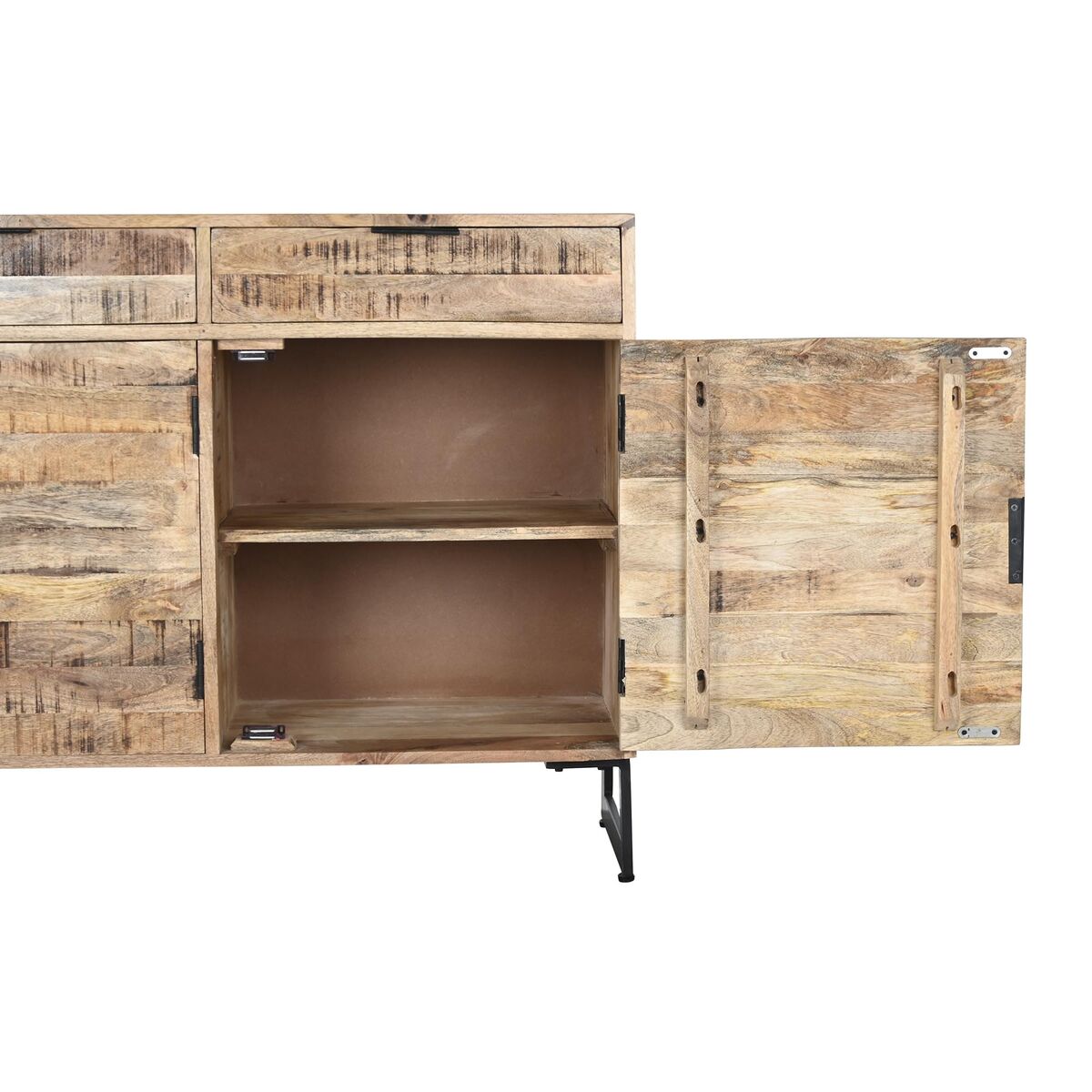 Устройство DKD Home Decor Натуральный Чёрный Металл Древесина манго 150 x 40 x 80 cm-4