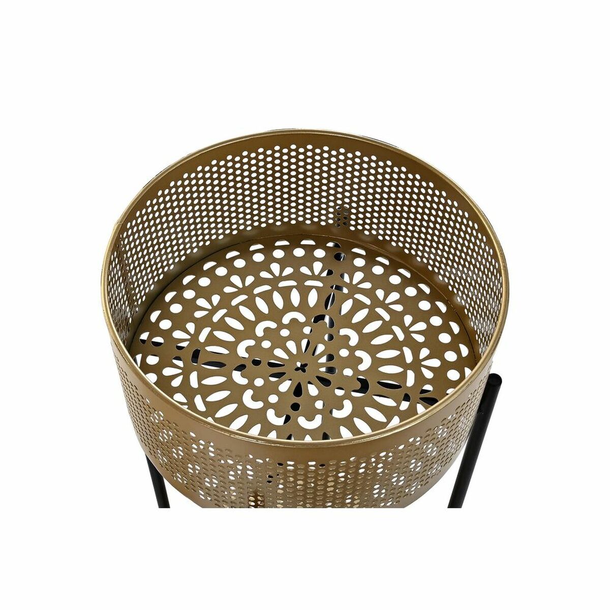 Pots Set DKD Home Decor Black Gold Plated Metal 30 x 30 x 101 cm (2 pieces)-2