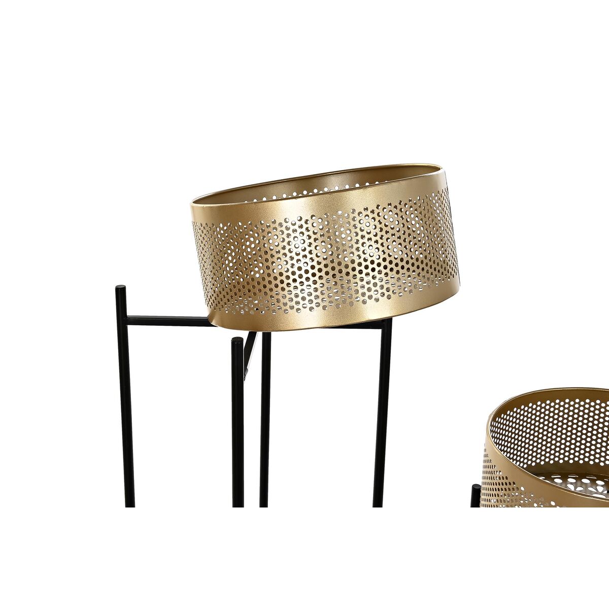 Pots Set DKD Home Decor Black Gold Plated Metal 30 x 30 x 101 cm (2 pieces)-3