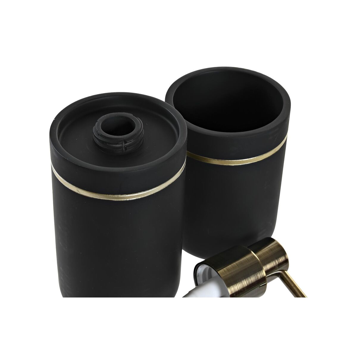 Bathroom set DKD Home Decor Black Gold Plated Resin 7 x 7 x 17 cm-2
