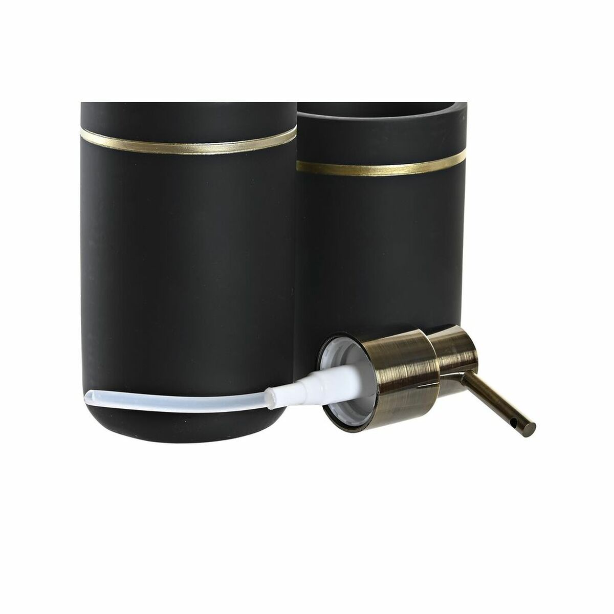 Bathroom set DKD Home Decor Black Gold Plated Resin 7 x 7 x 17 cm-3
