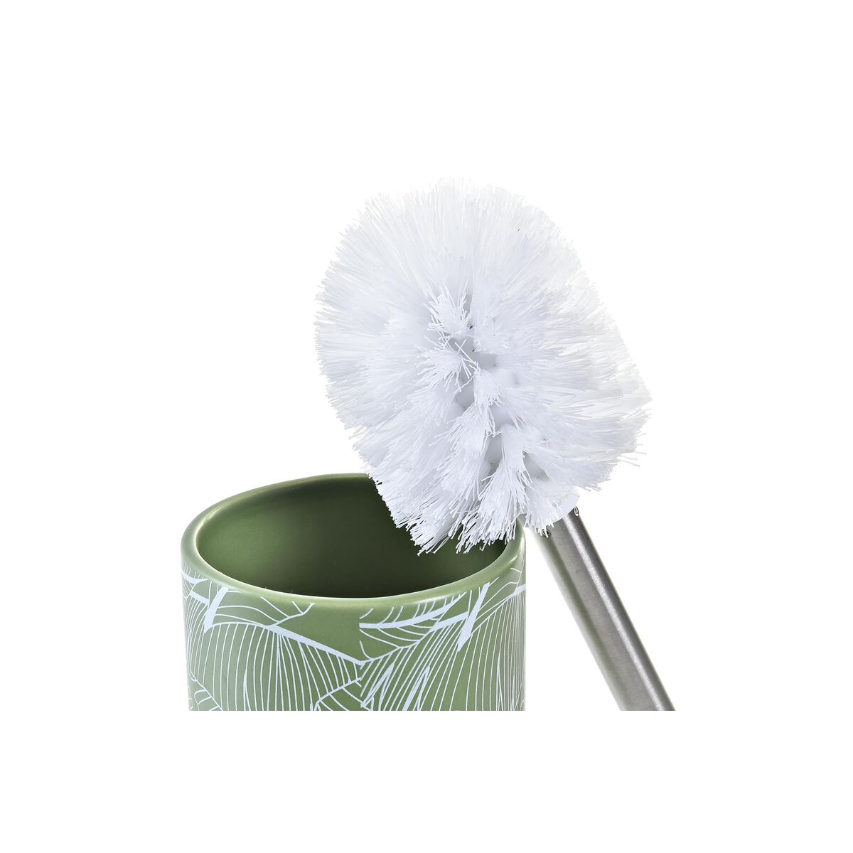Bathroom set DKD Home Decor Green Silver Polypropylene Dolomite Tropical Plant Leaf 9.5 x 9.5 x 37 cm-2