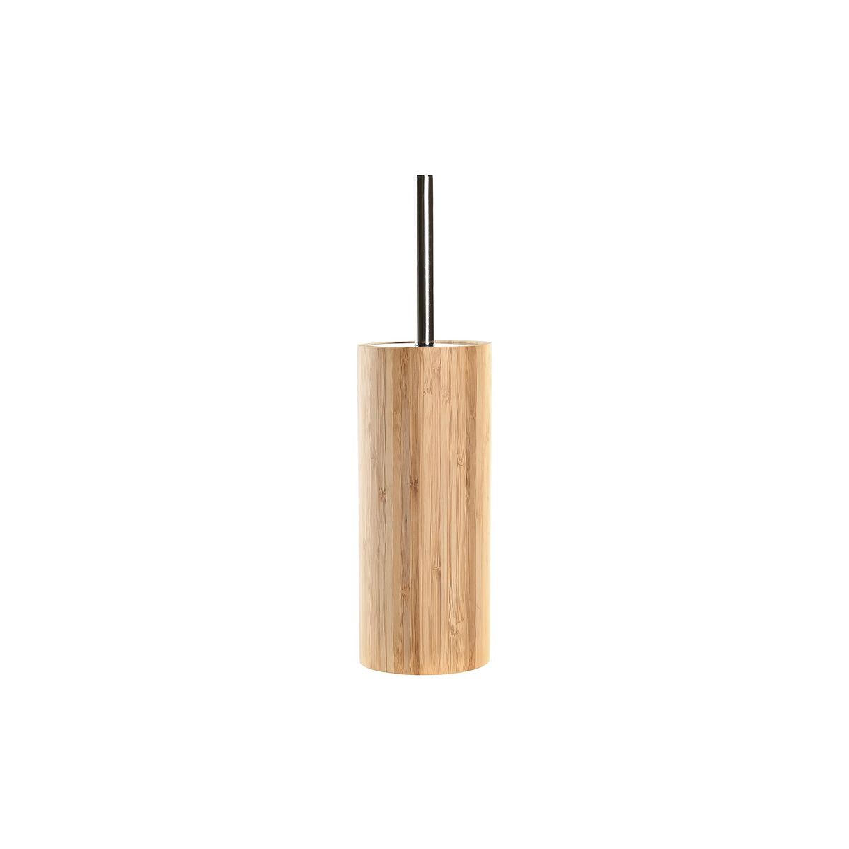 Escova para banheiro DKD Home Decor Prata Metal Natural Bambu 10 x 10 x 36,8 cm