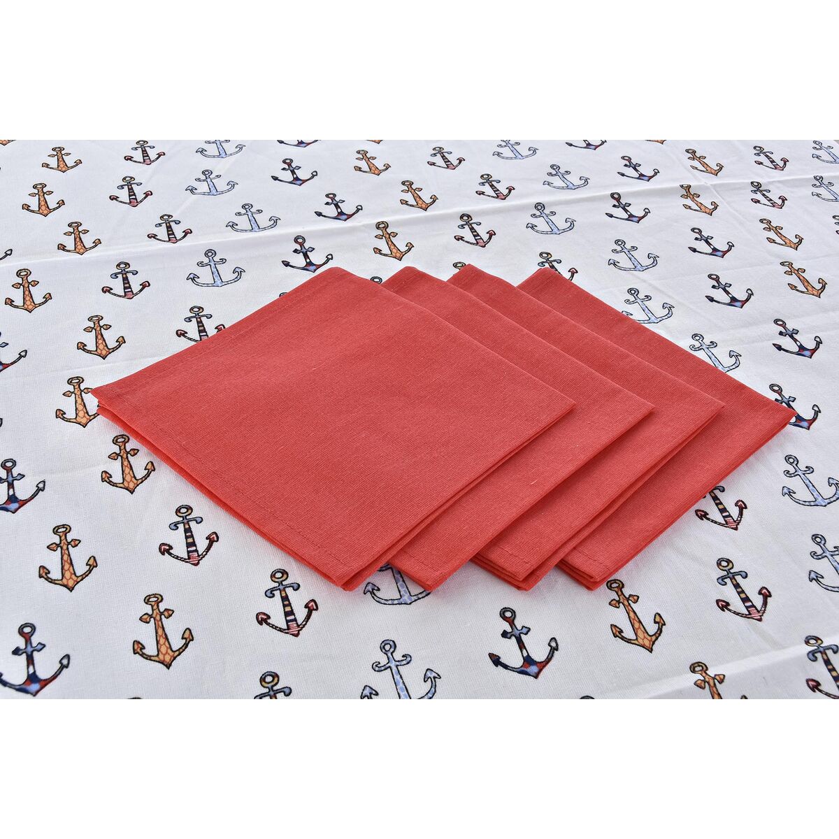 Набор столового белья DKD Home Decor Синий Белый Красный 150 x 150 x 0,5 cm (2 штук)-2