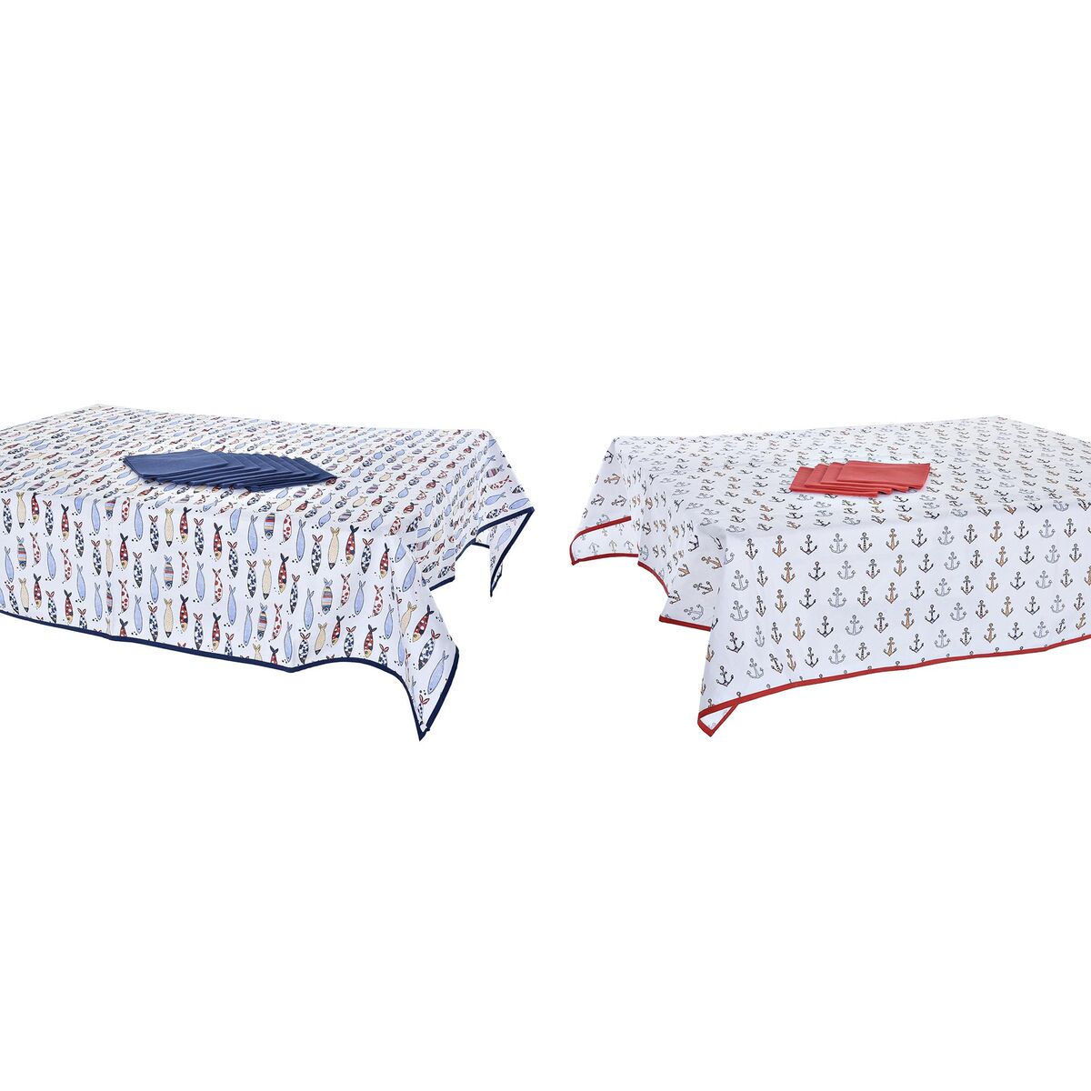 Набор столового белья DKD Home Decor Синий Белый Красный 150 x 150 x 0,5 cm (2 штук)-4