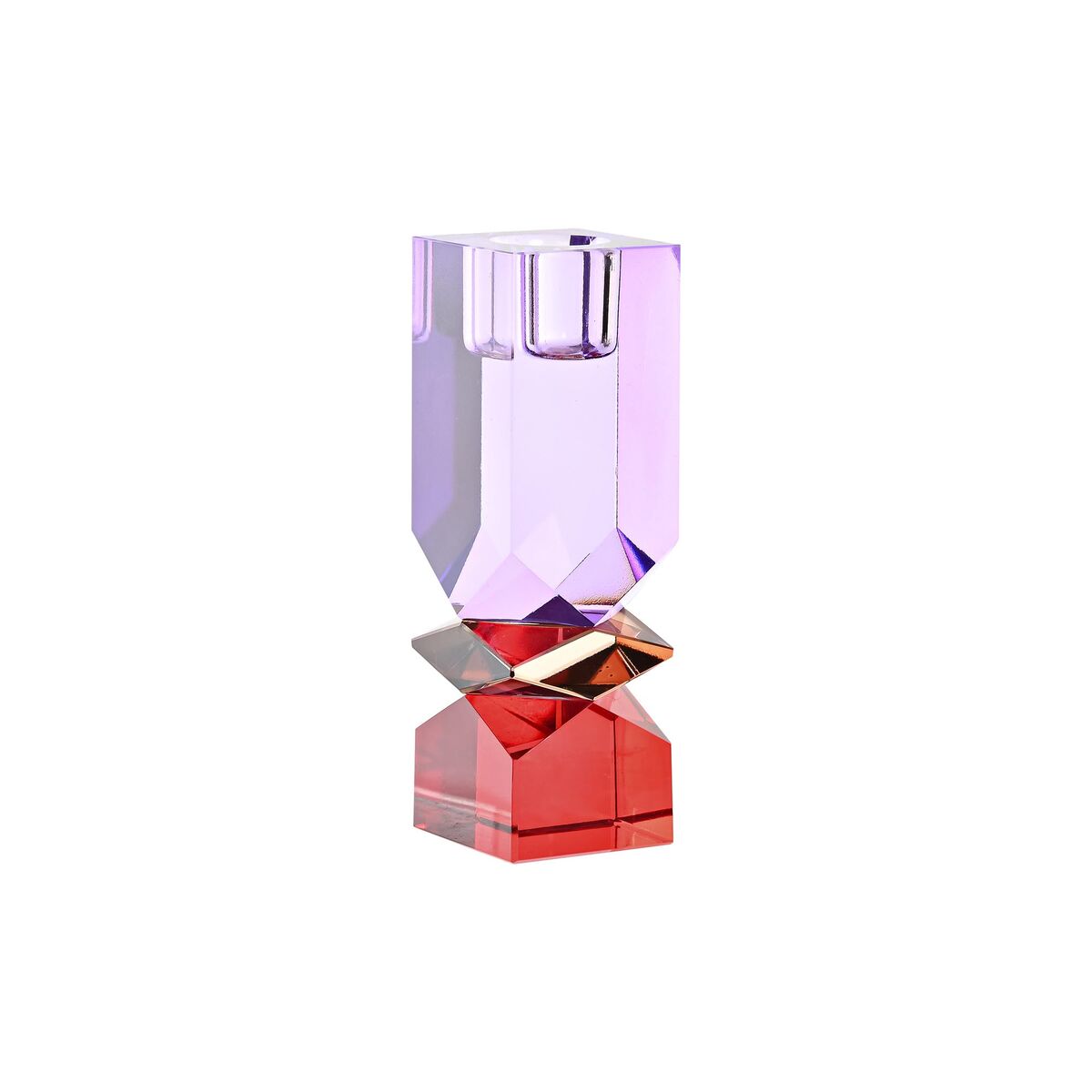 Підсвічник DKD Home Decor Червоний Двоколірний Ліловий Скляний 4 x 4 x 12 cm