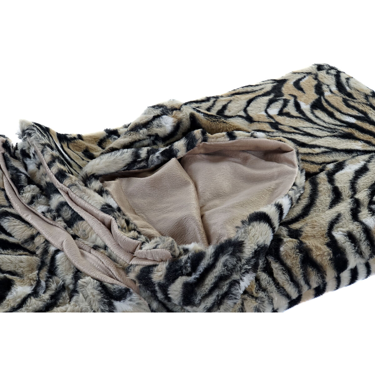 Cobertor DKD Home Decor Selvagem 150 x 200 x 2 cm Laranja Colonial Preto-4