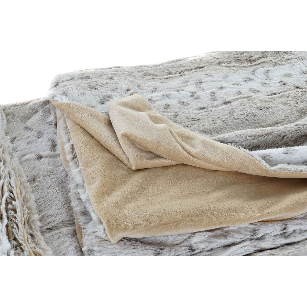 Duvet DKD Home Decor Wild 130 x 170 x 2 cm Beige White Mountain-3