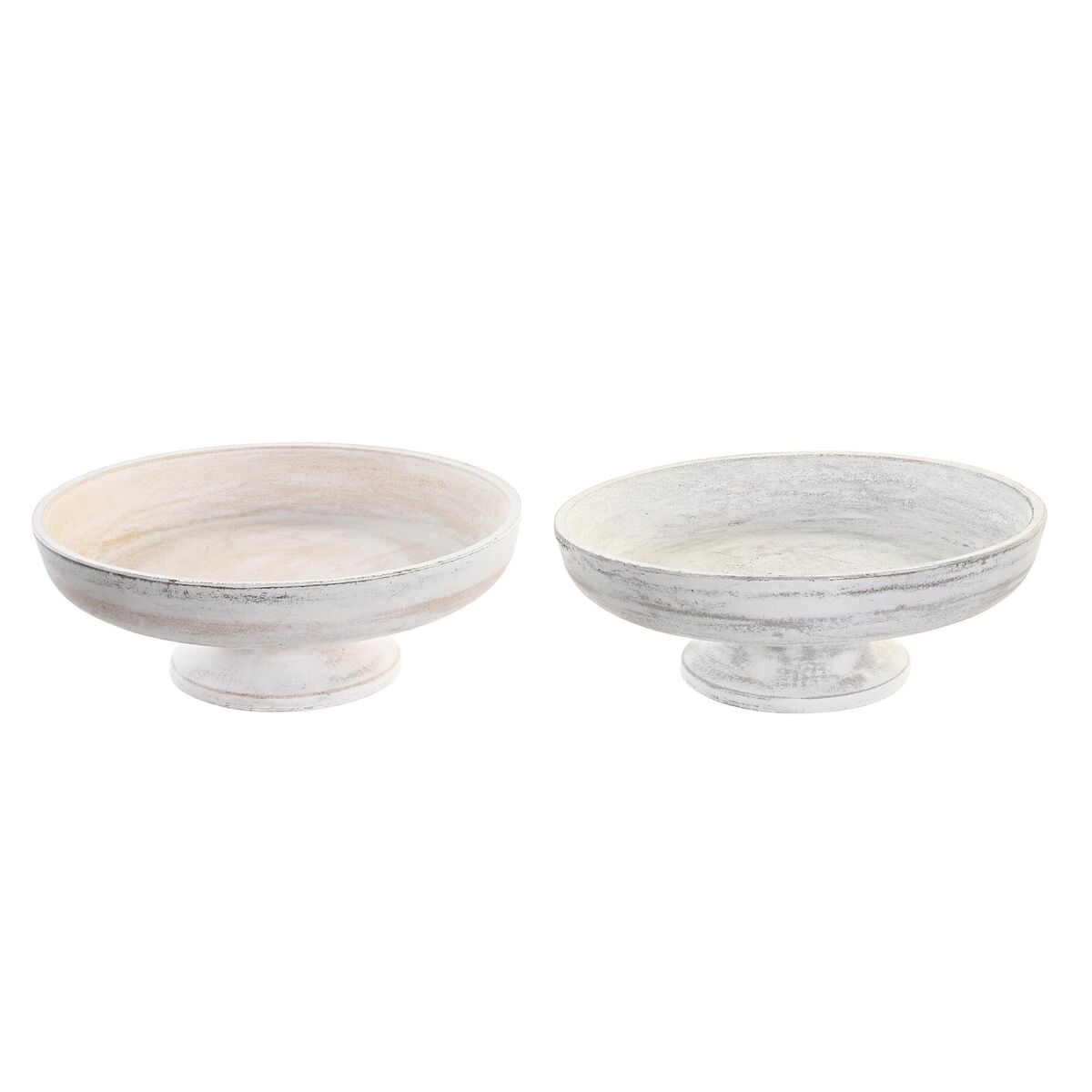 Декор для центра стола DKD Home Decor Белый Бежевый Отделка состаренная 30 x 30 x 11 cm (2 штук)
