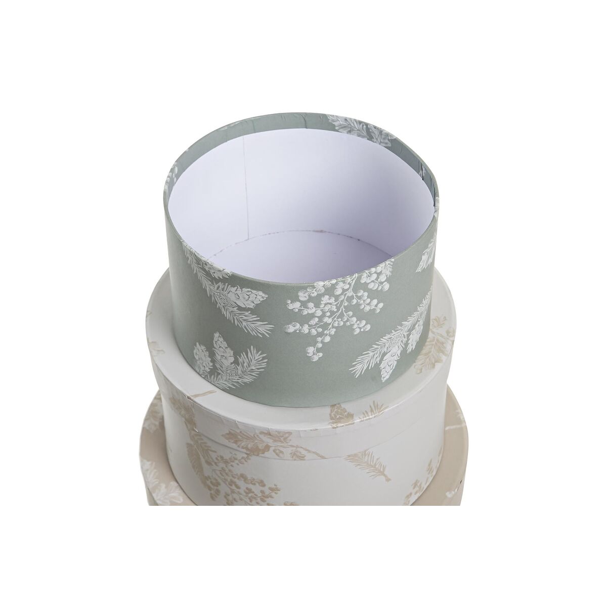 Набор штабелируемых органайзеров DKD Home Decor Бежевый Коричневый Зеленый Картон (37,5 x 37,5 x 18 cm)-3