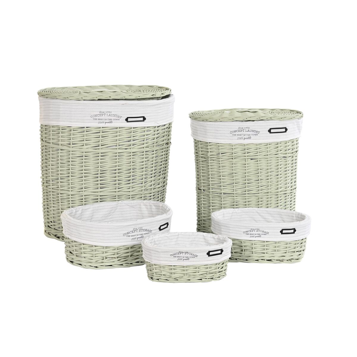 Набор корзин DKD Home Decor Зеленый плетеный 51 x 37 x 56 cm (5 Предметы)