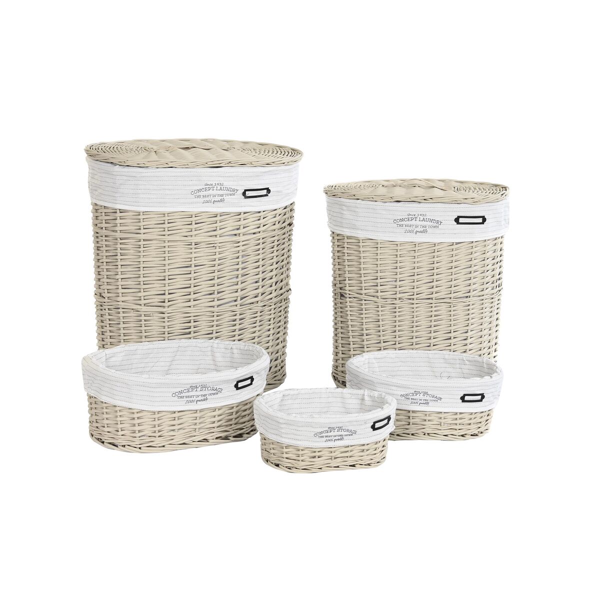 Набор корзин DKD Home Decor Бежевый плетеный 51 x 37 x 56 cm 52 x 38 x 56 cm (5 Предметы)