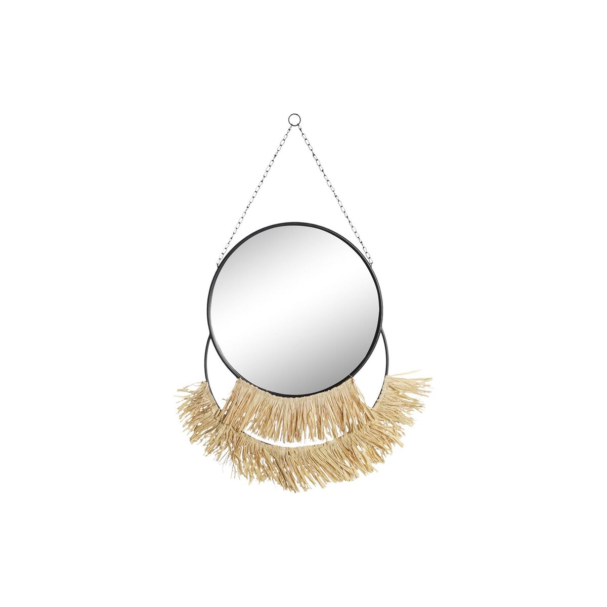 Қабырға айнасы DKD Home Decor Табиғи Қара Алтын металл бахром талшығы (55 x 2,5 x 83 cm)