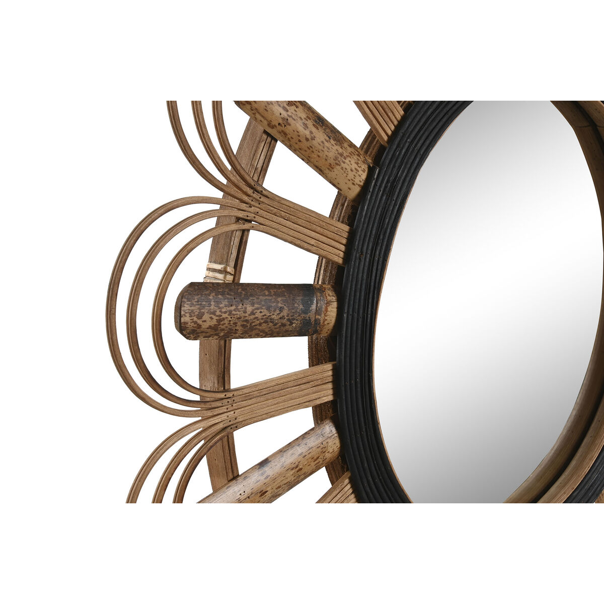 Настенное зеркало DKD Home Decor Стеклянный Чёрный Коричневый Колониальный Бамбук (60 x 2 x 60 cm)-3