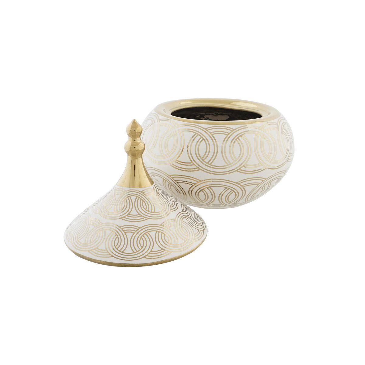 Китайская ваза DKD Home Decor Белый Позолоченный Фарфор Восточный хром 18 x 18 x 22 cm-2