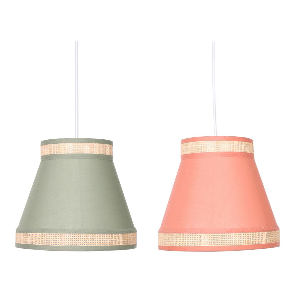 Ceiling lamp DKD Home Decor 30 x 30 x 28 cm Natural Orange Green Rattan 28 x 28 x 28 cm 50 W (2 pieces)-2