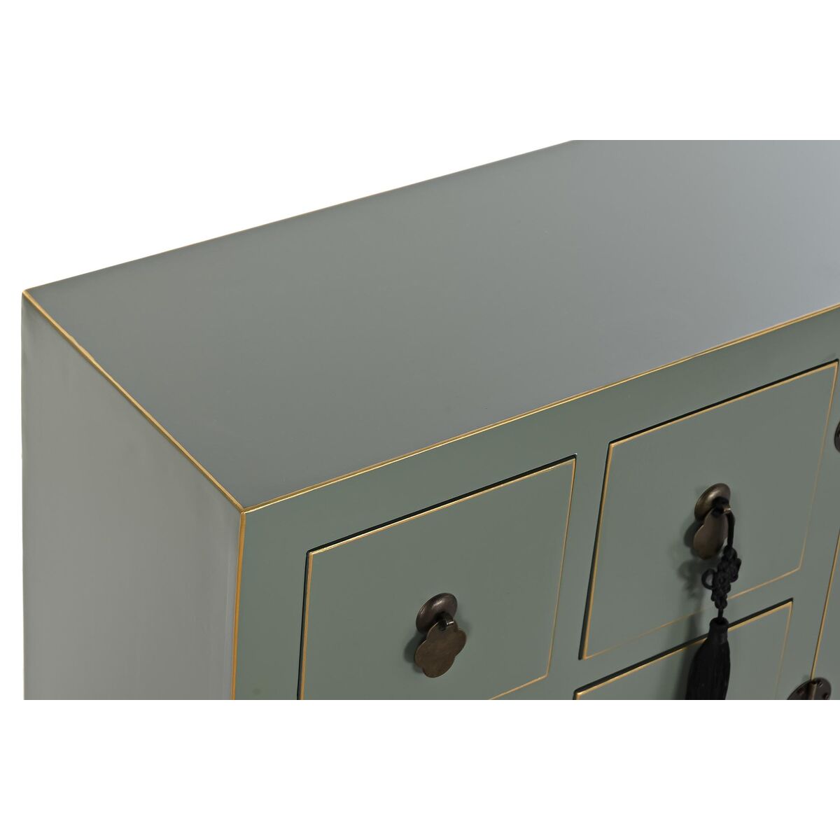 Gabinete de TV DKD Home Decor blanco negro verde chapado en oro abeto madera MDF 130 x 26 x 51 cm-7