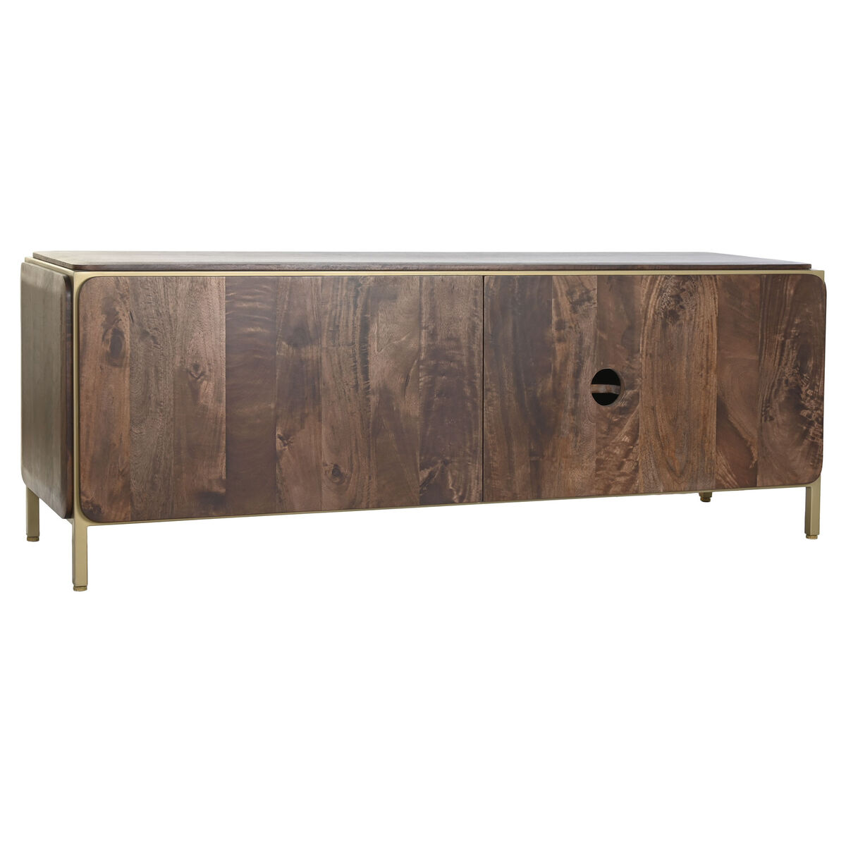 Gabinete de TV DKD Home Decor Acero Marrón Madera de mango (140 x 40 x 48 cm)-2