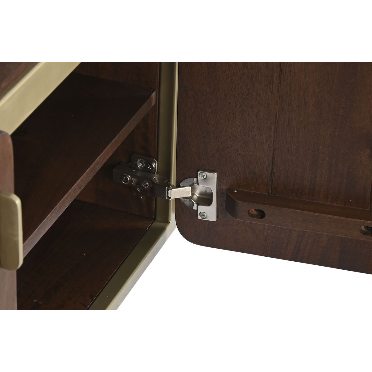 Gabinete de TV DKD Home Decor Acero Marrón Madera de mango (140 x 40 x 48 cm)-3