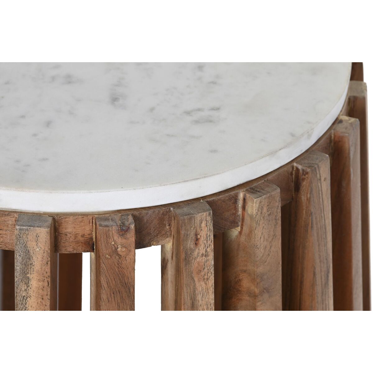 Mesa auxiliar DKD Home Decor Blanco Mármol Natural Madera Mango 47 x 47 x 58 cm-3