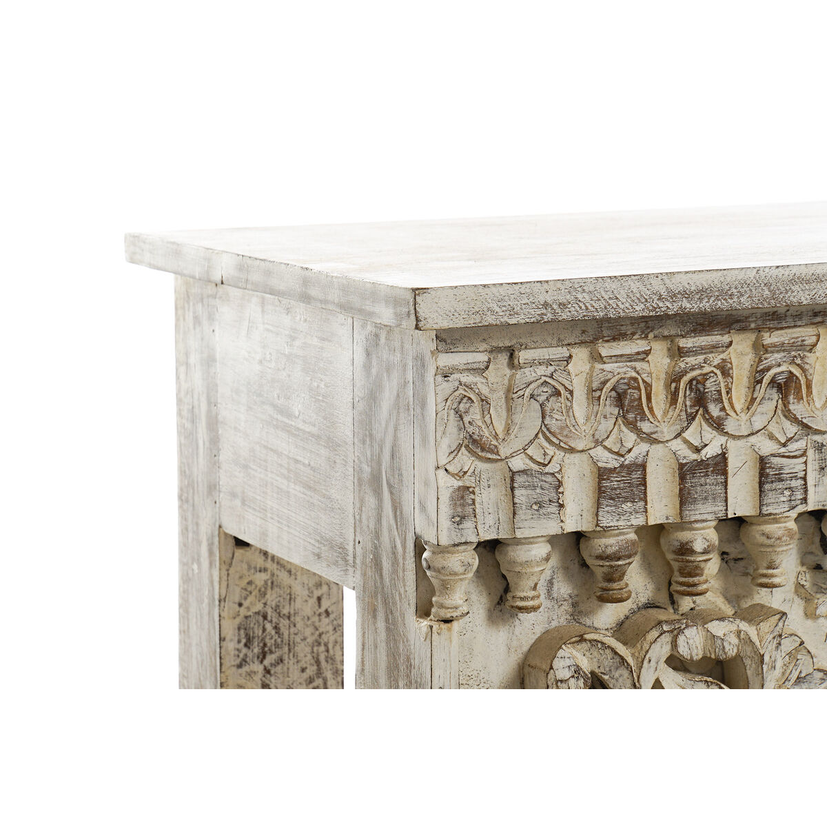 सहायक तालिका डीकेडी होम डेकोर व्हाइट वुड मैंगो 150 x 41 x 76 सेमी-5