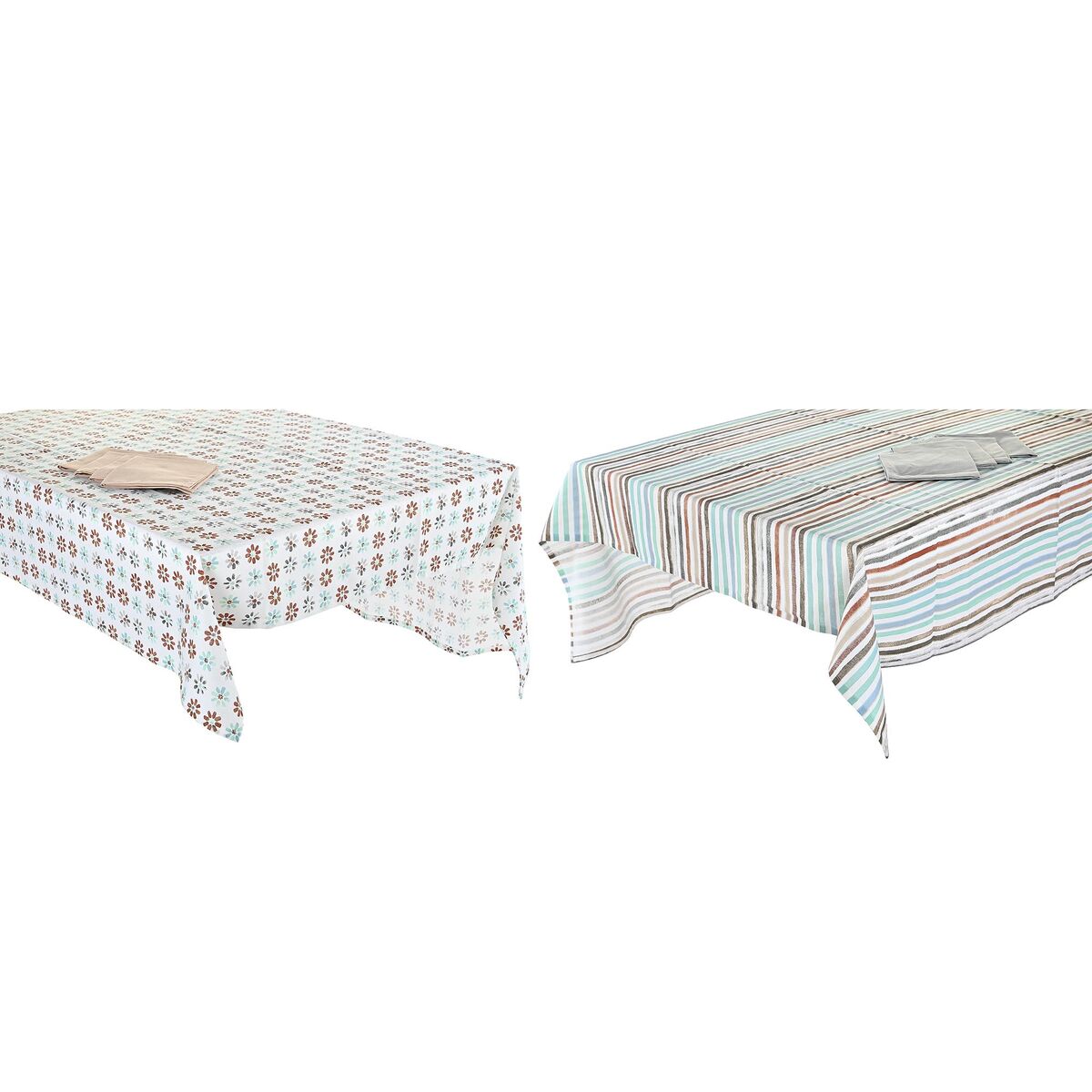 Скатерть и салфетки DKD Home Decor 2 штук 150 x 150 x 0,5 cm Серый Небесный синий-3