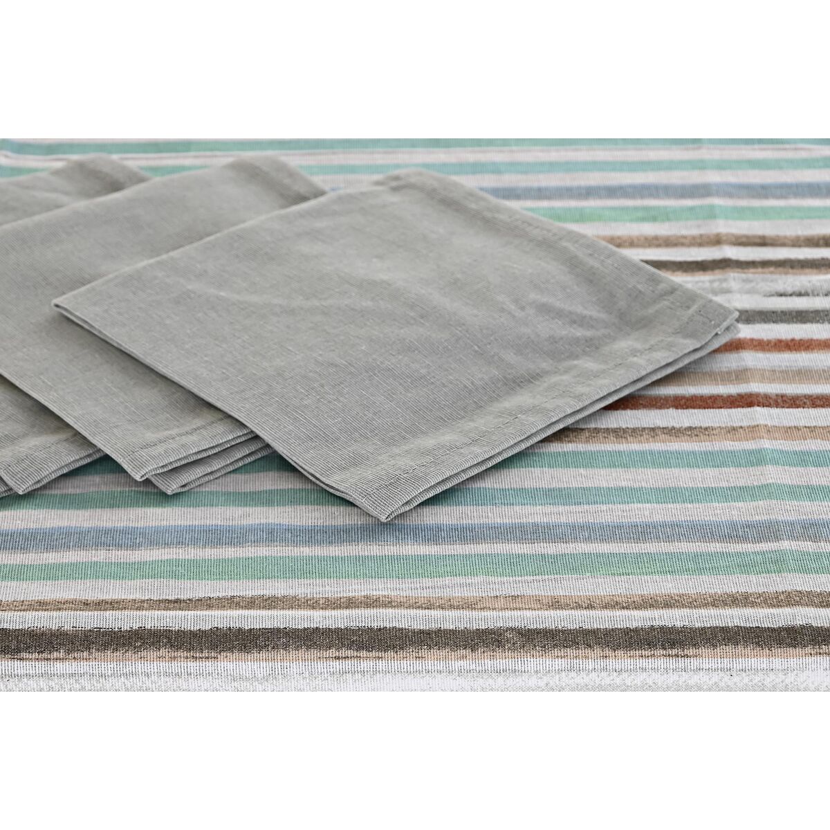 Скатерть и салфетки DKD Home Decor 2 штук 150 x 150 x 0,5 cm Серый Небесный синий-4