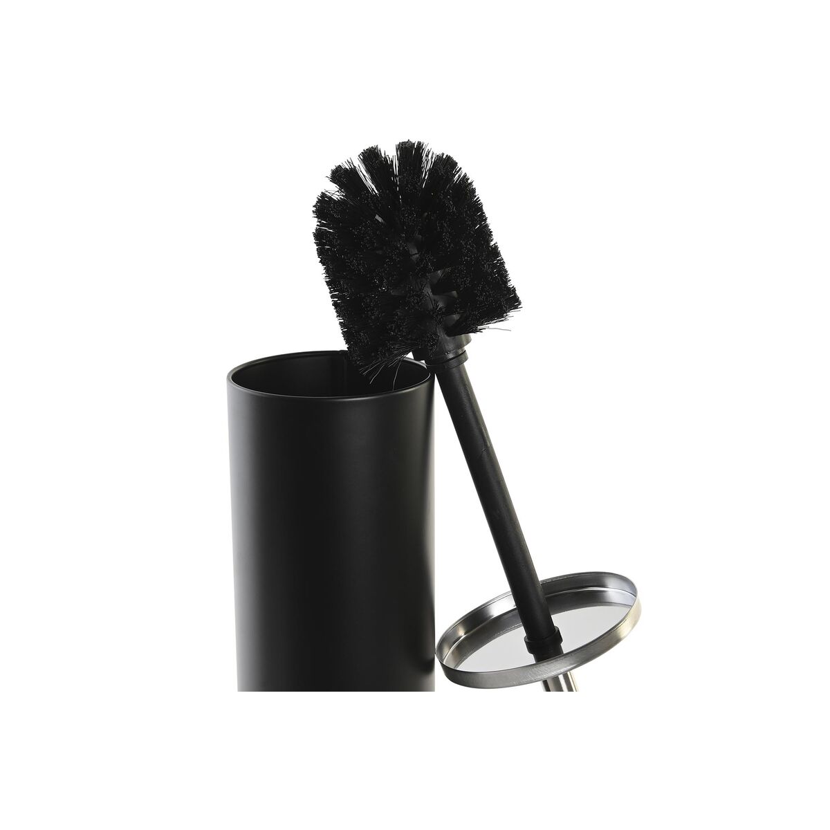 Toilet Brush DKD Home Decor 10 x 10 x 38.4 cm Silver Black Metal Stainless Steel-2