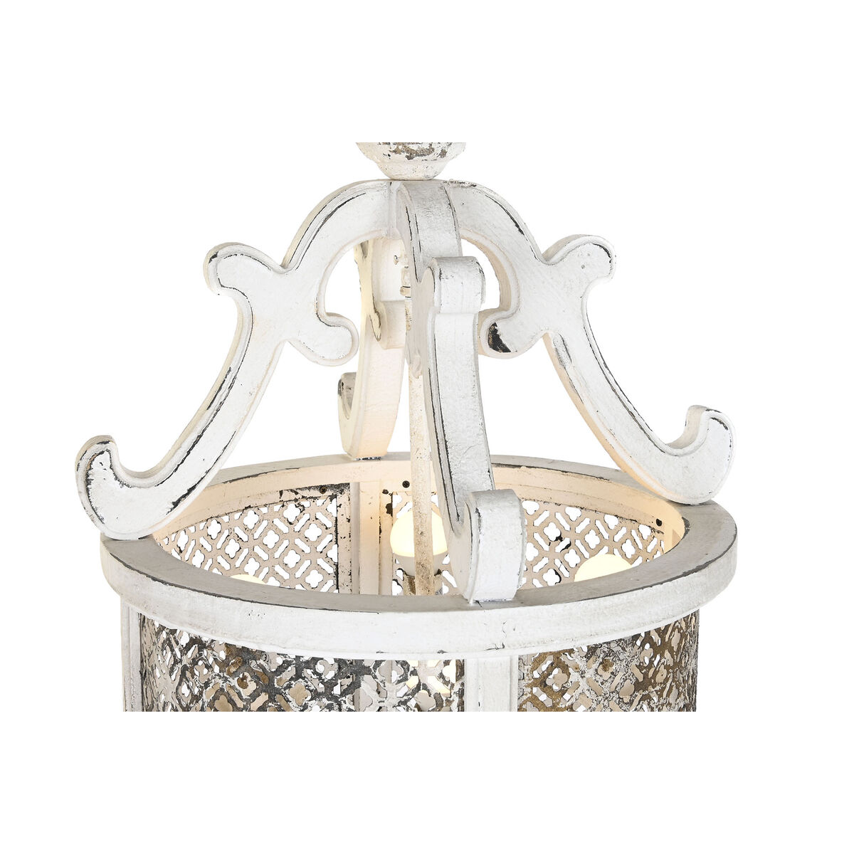 Ceiling lamp DKD Home Decor White Metal Spruce 40 W Vintage Finish aged 220 V 46 x 46 x 62 cm-2