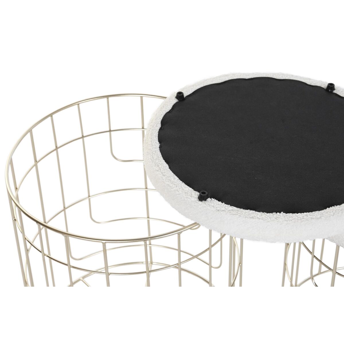 Подставка для ног DKD Home Decor Бежевый Позолоченный Металл полиэстер Белый современный (38 x 38 x 44 cm) (35 x 35 x 40 cm)-2