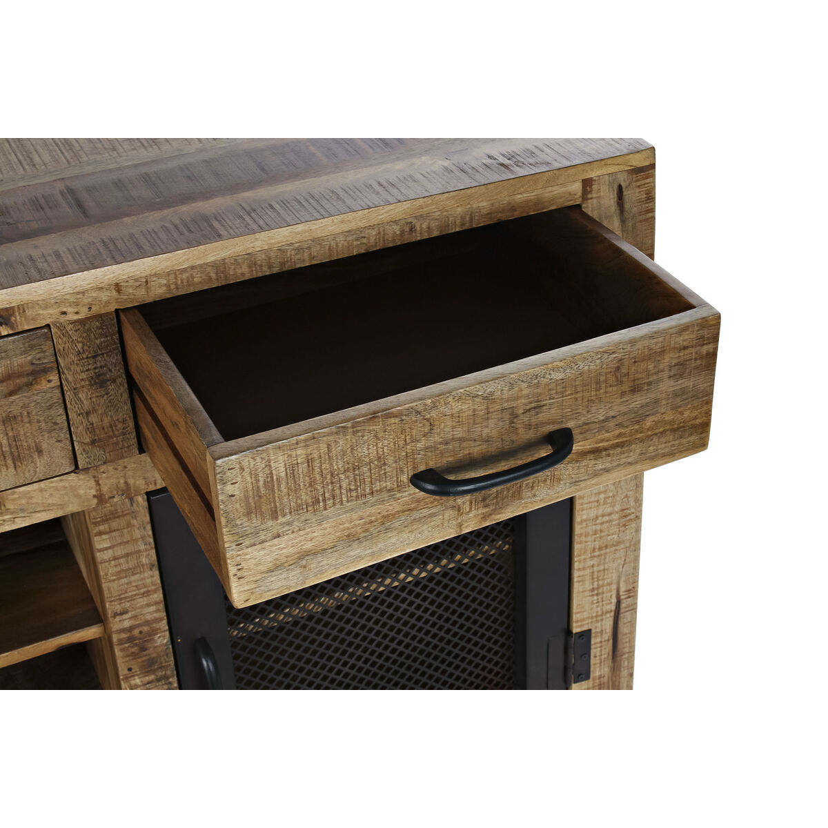 Device DKD Home Decor Black Grey Metal Dark Brown Mango Wood (150 x 43 x 90 cm)-5