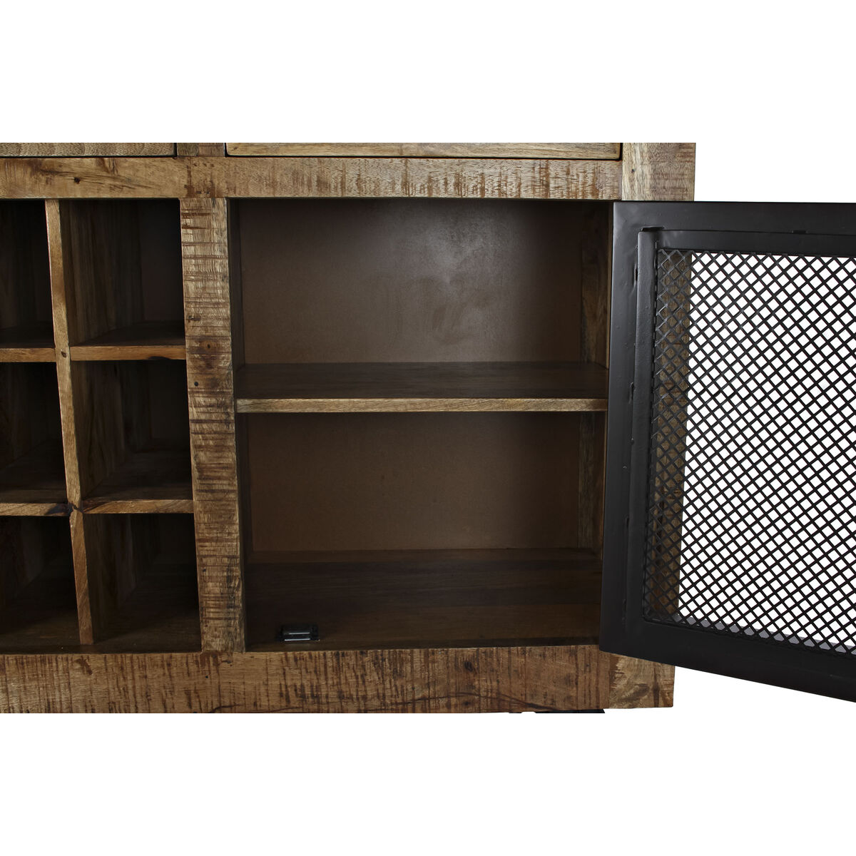 Device DKD Home Decor Black Grey Metal Dark Brown Mango Wood (150 x 43 x 90 cm)-6