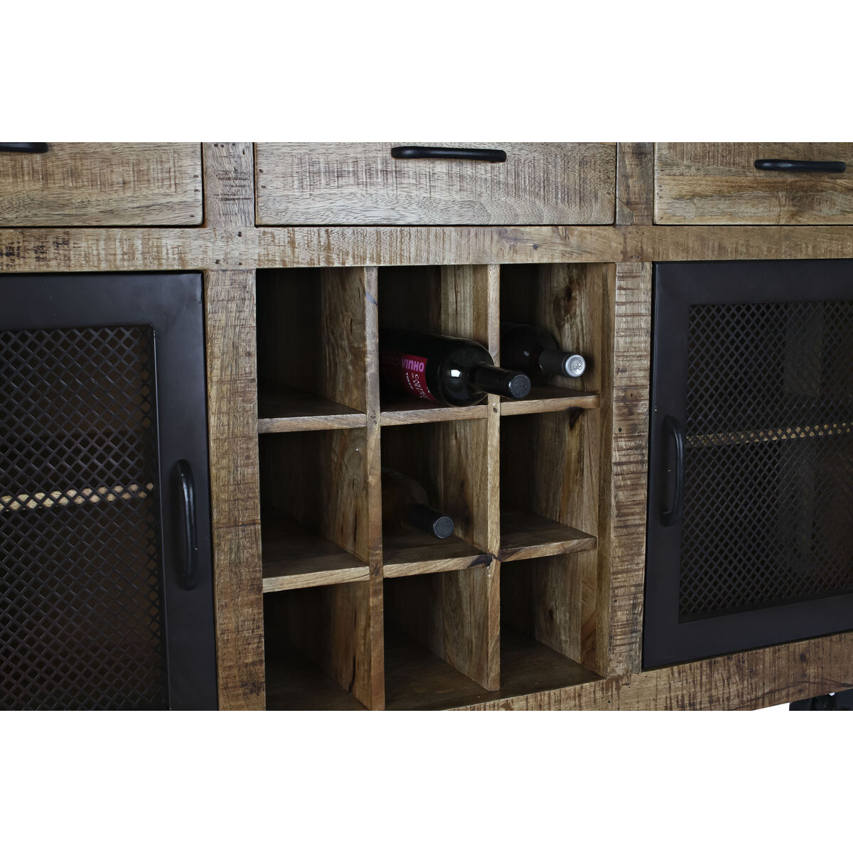 Device DKD Home Decor Black Grey Metal Dark Brown Mango Wood (150 x 43 x 90 cm)-7