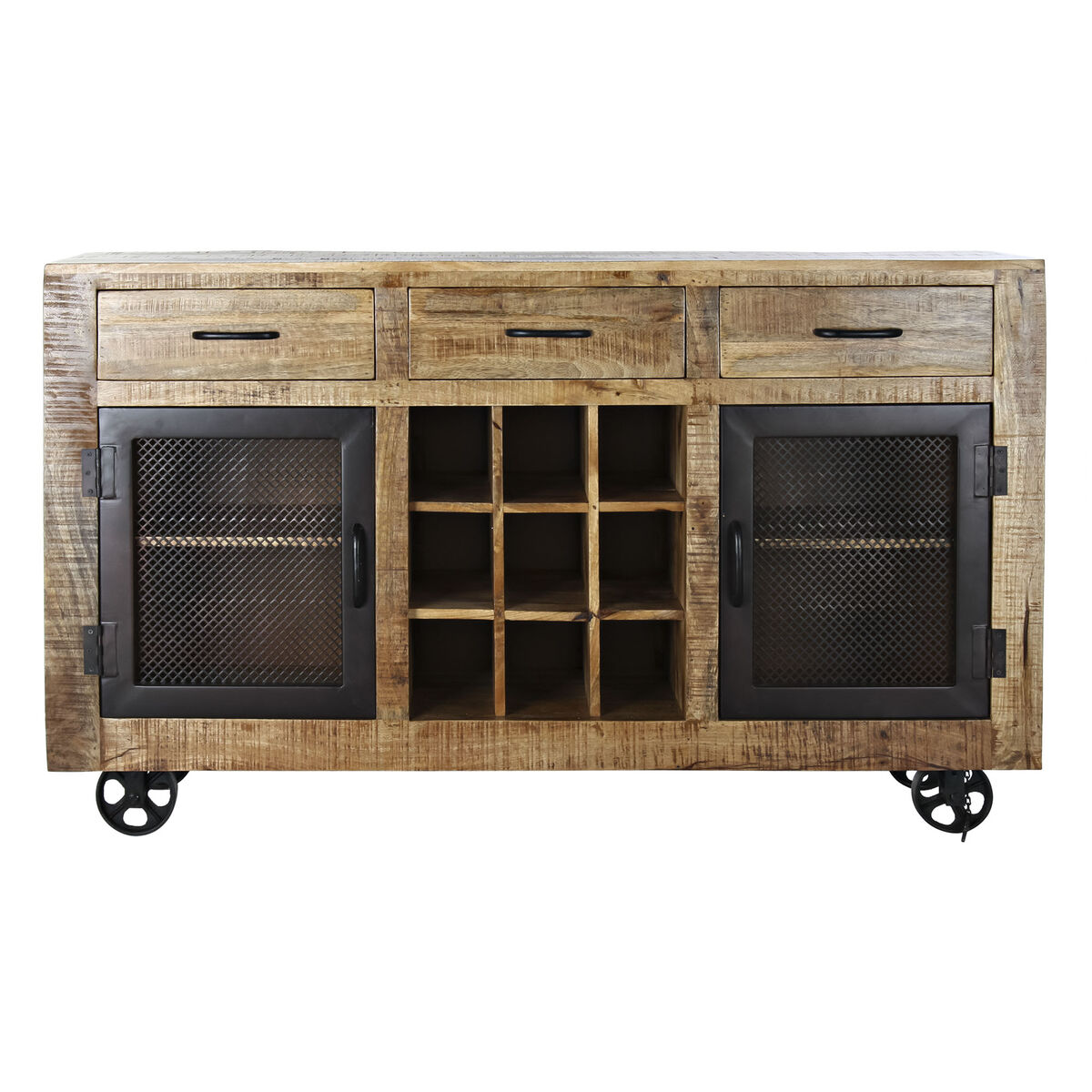 Device DKD Home Decor Black Grey Metal Dark Brown Mango Wood (150 x 43 x 90 cm)-8