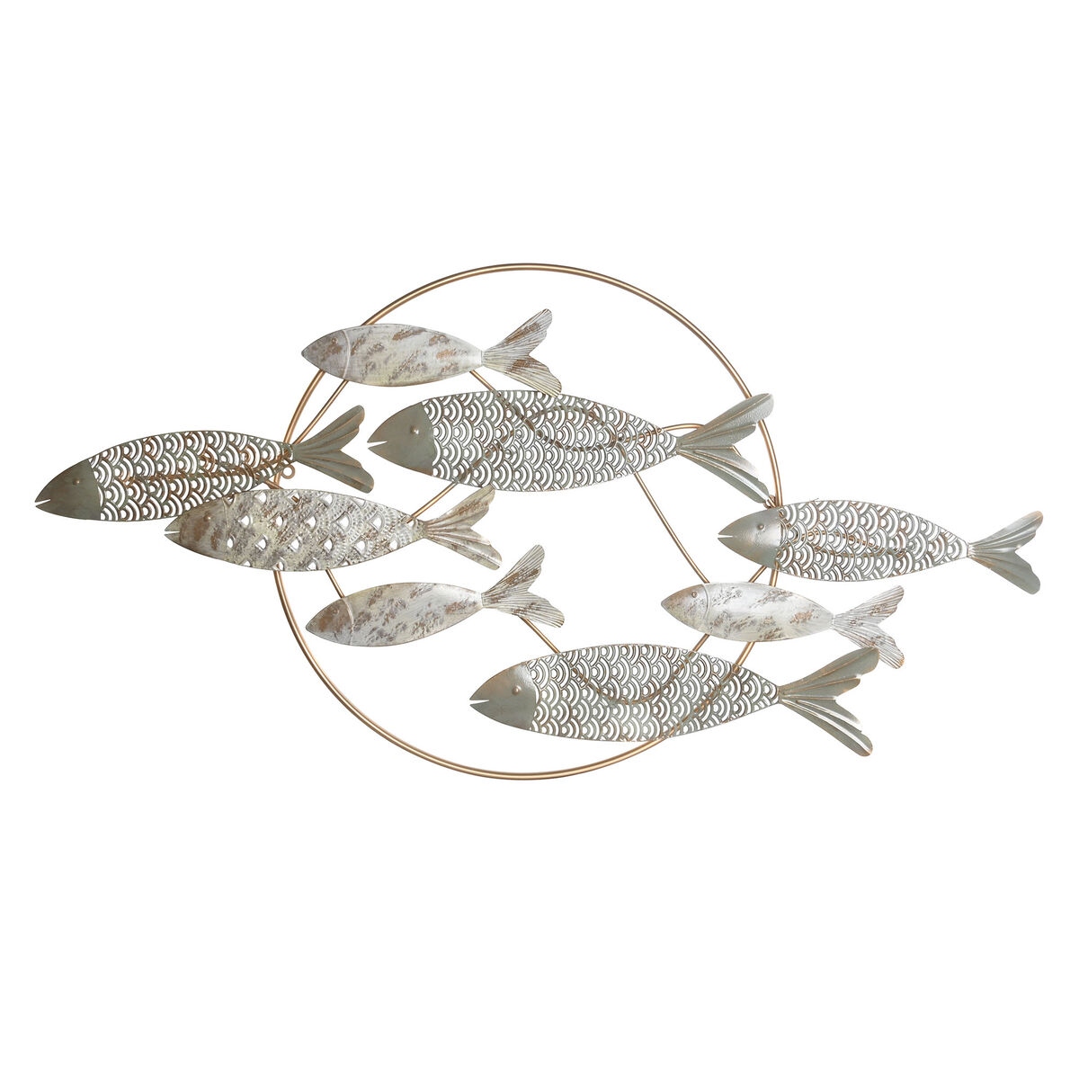 Настенный декор DKD Home Decor Позолоченный Металл Рыбы (130 x 6 x 68 cm)