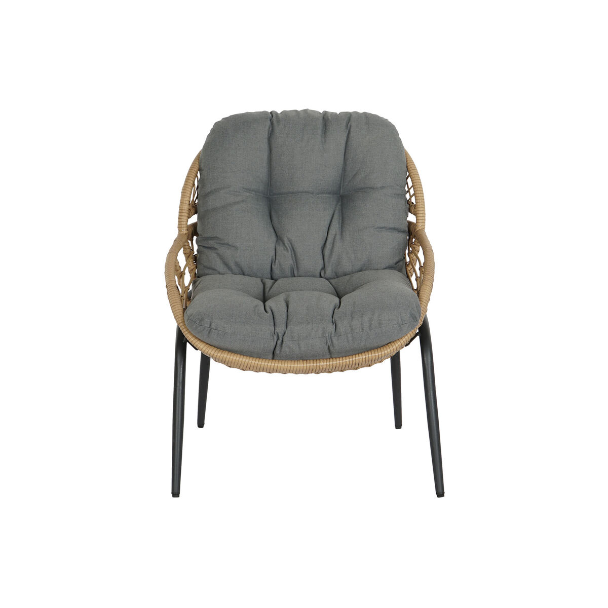 Набор стол и 2 кресла DKD Home Decor Серый Металл Стеклянный синтетический ротанг 55 x 55 x 47 cm-3