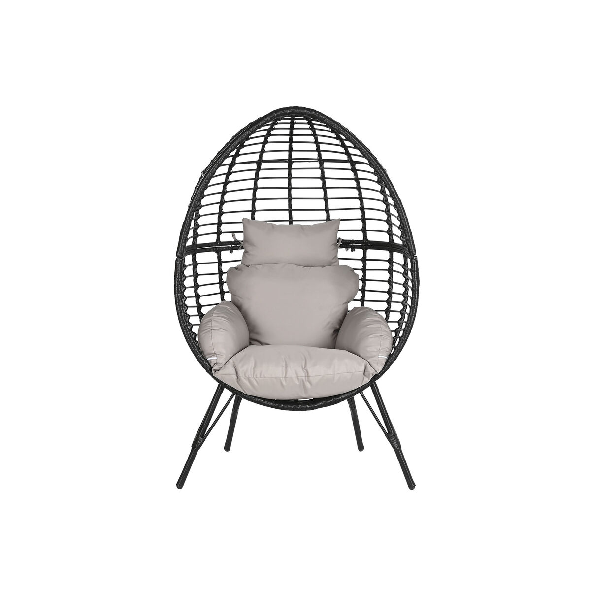 Silla de jardín DKD Home Decor 90 x 65 x 151 cm Rota sintética de metal gris negro