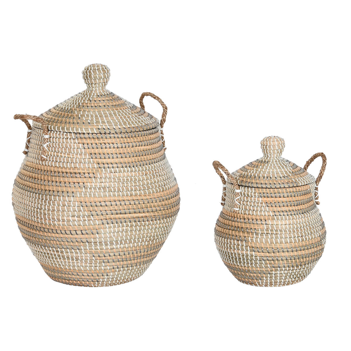 Набор корзин DKD Home Decor Разноцветный Натуральный Морская трава Тропический 46 x 46 x 56 cm